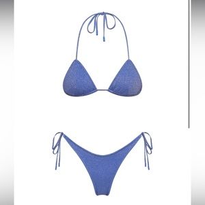 Triangl Stevie Marina Sparkle XS - Bikini top, bottom, and pouch.